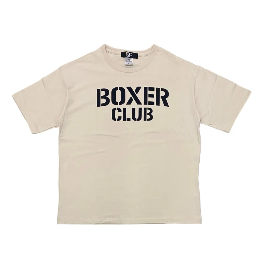 rsc products | RSC BOXER CLUB LOGO 短袖 大版型 棉質 T-SHIRT L號 奶茶色底 黑字